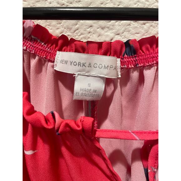 New York & Company Red Floral Boho Blouse, Women’s Size Small, EUC - Picture 3 of 5